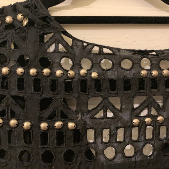 Tory Burch gold embellished black tunic drawstring - Picture 5 of 8